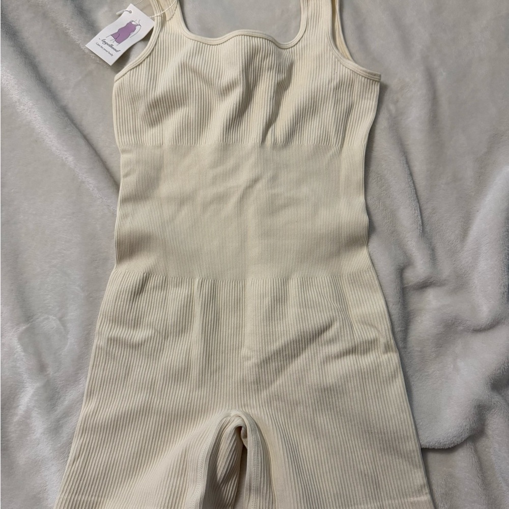 Angel Cream Ribbed Jumpsuit